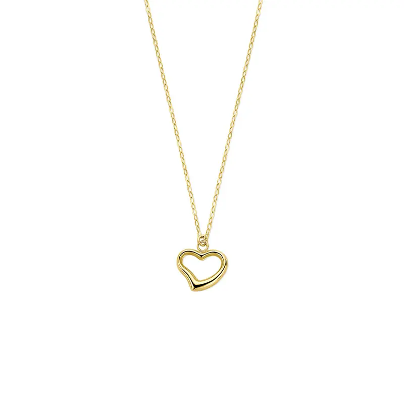 14k Geelgouden collier met hart hanger