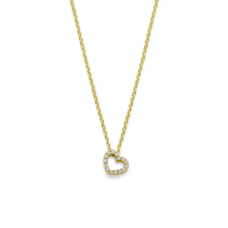 14k Geelgouden Collier met Hartje en Diamant