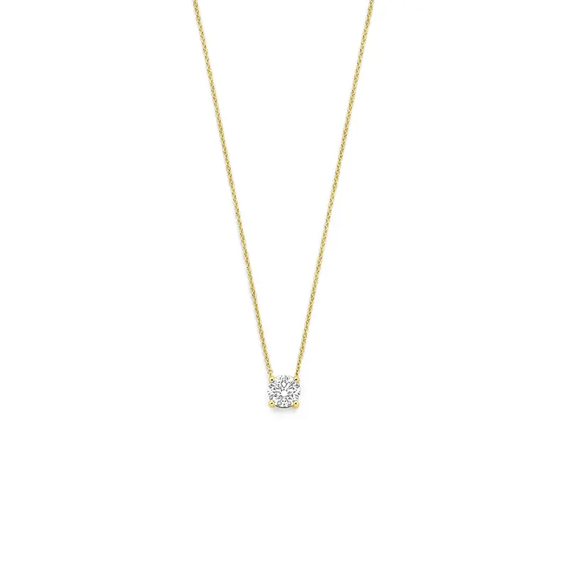14k Geelgouden collier met lab grown diamant
