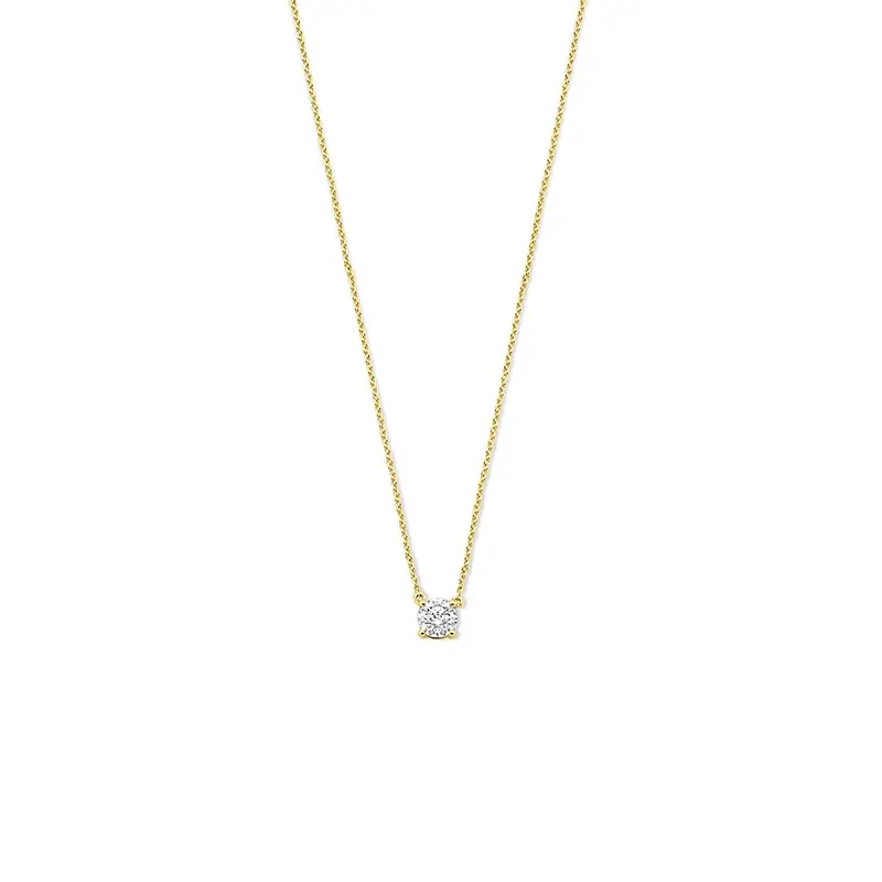 14k Geelgouden collier met lab grown diamant
