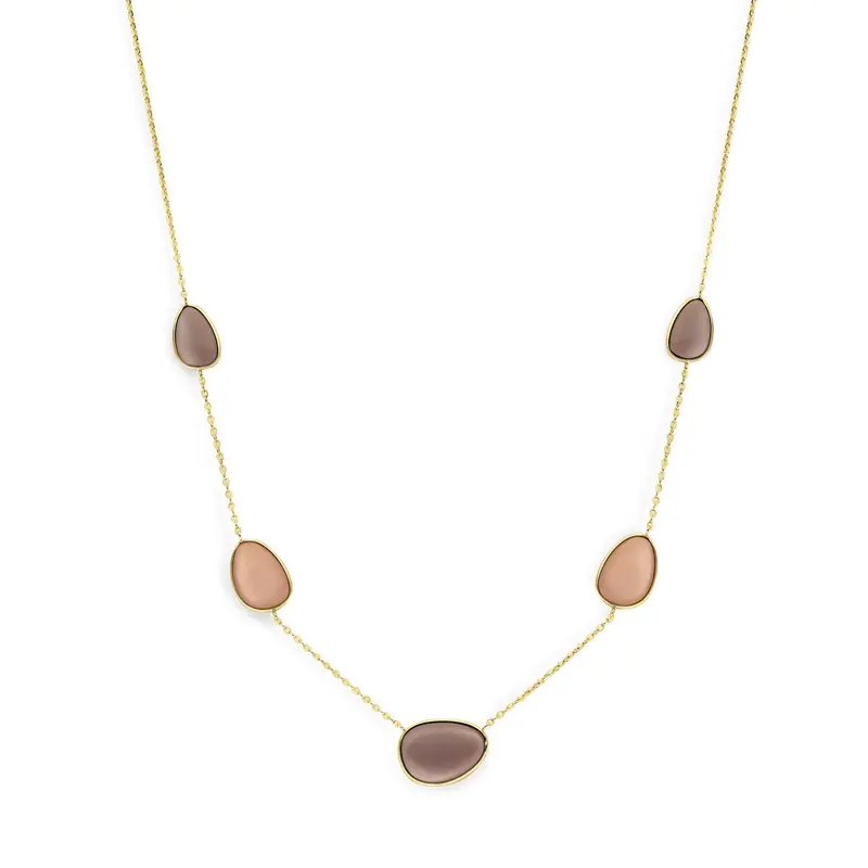 14k Geelgouden collier met maansteen