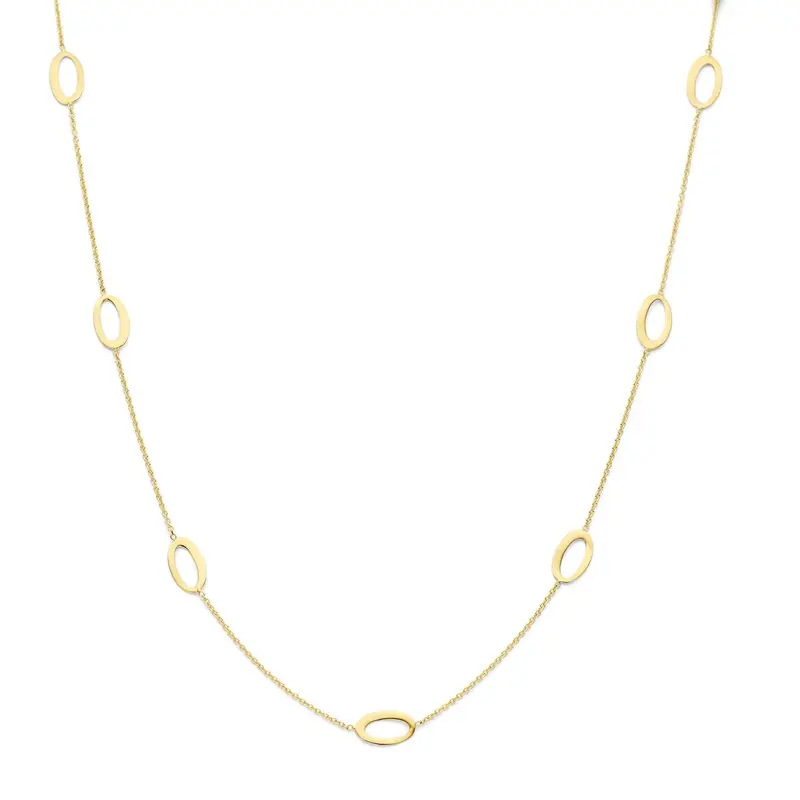 14k geelgouden collier met ovale elementen