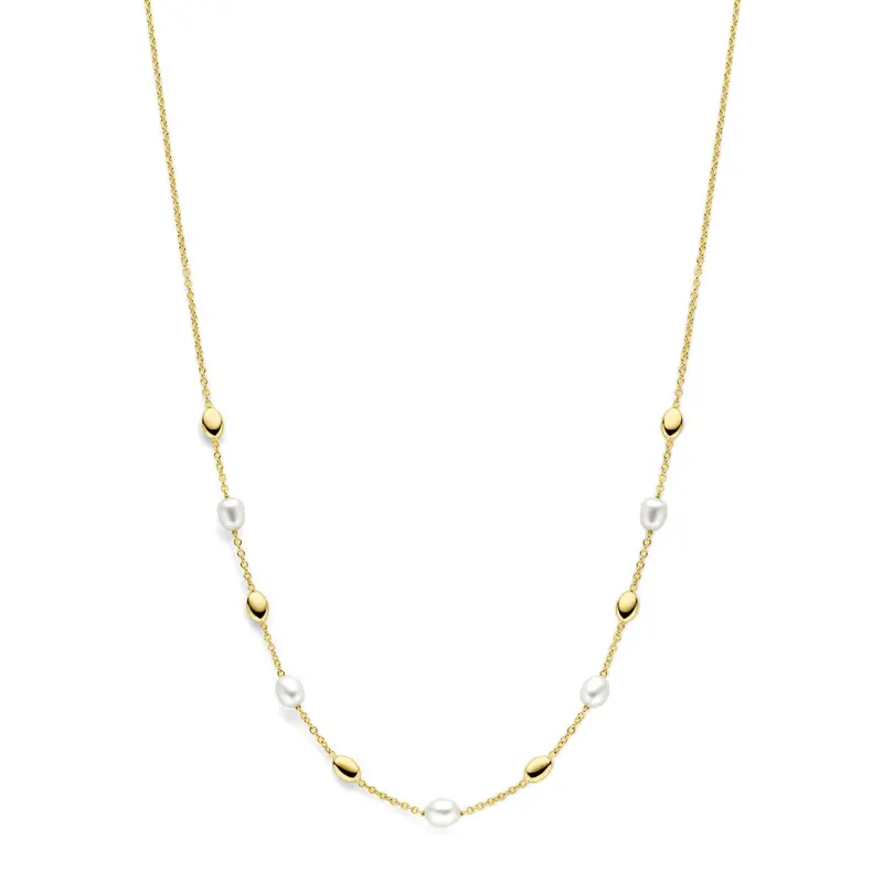14k geelgouden collier met parels