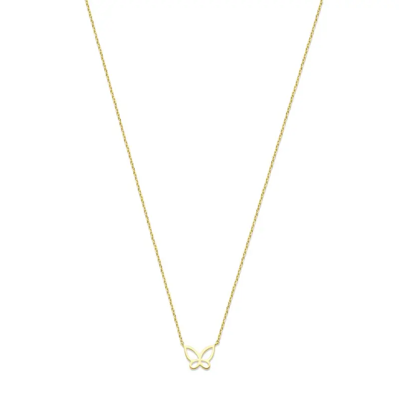 14k Geelgouden Collier met Vlinder – Elegant en Speels