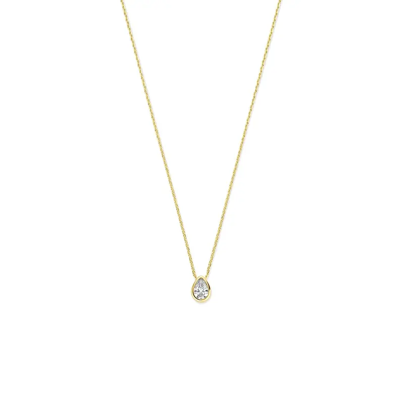 14k Geelgouden collier met zirkonia