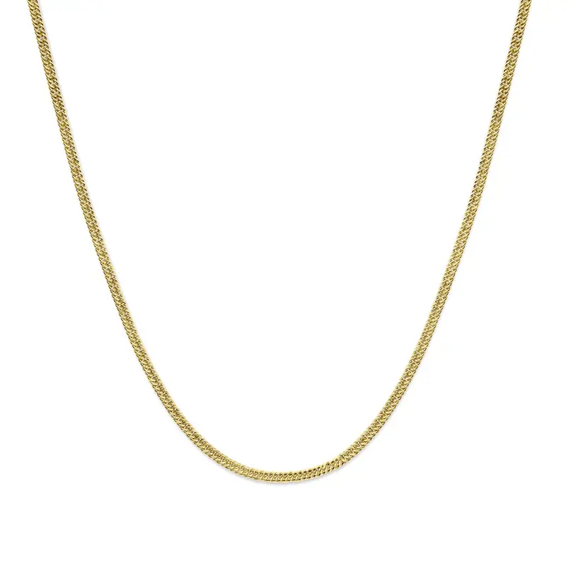 14k geelgouden collier – Silgold met zilverkern, geslepen gourmette schakel 3.8 mm