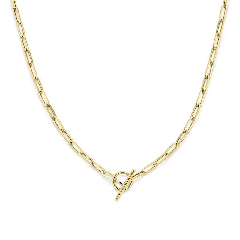 14k Geelgouden dames collier met kapittelslot – anker schakel