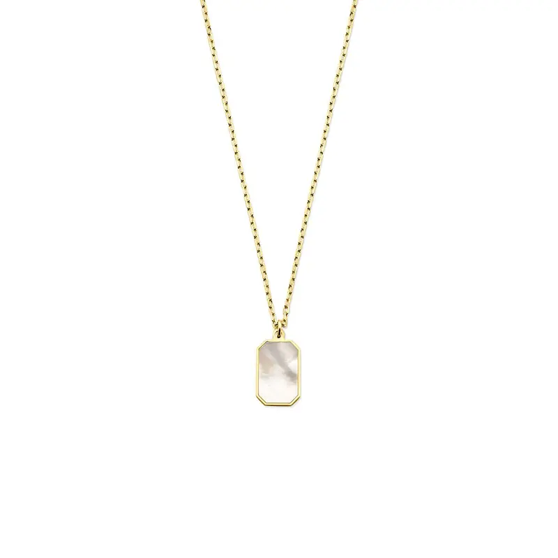 14k geelgouden dames collier met parelmoer