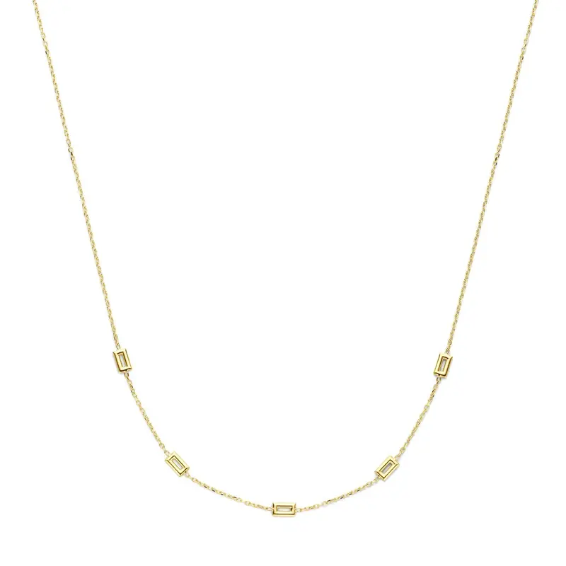 14k Geelgouden dames ketting met fijne schakels – 43 cm
