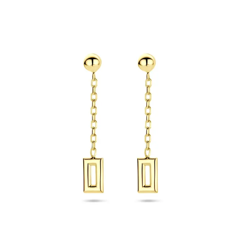 14k Geelgouden dames oorhangers – 28 mm