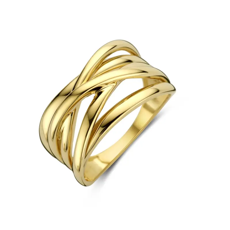 14k Geelgouden dames ring met brede band van 11 mm