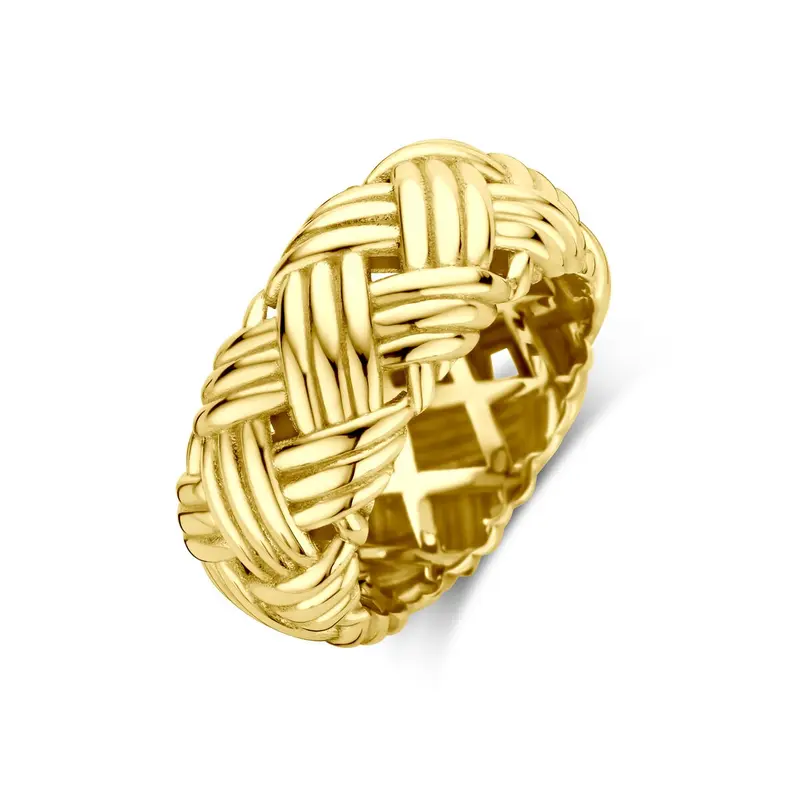 14k Geelgouden damesring – 10 mm breed