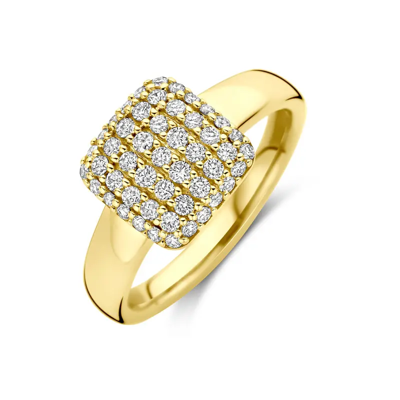 14k Geelgouden damesring met 0.50ct lab grown diamant