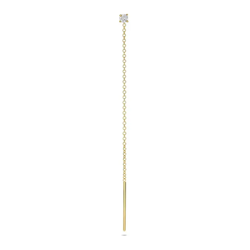 14k Geelgouden doortrekoorbel met diamant