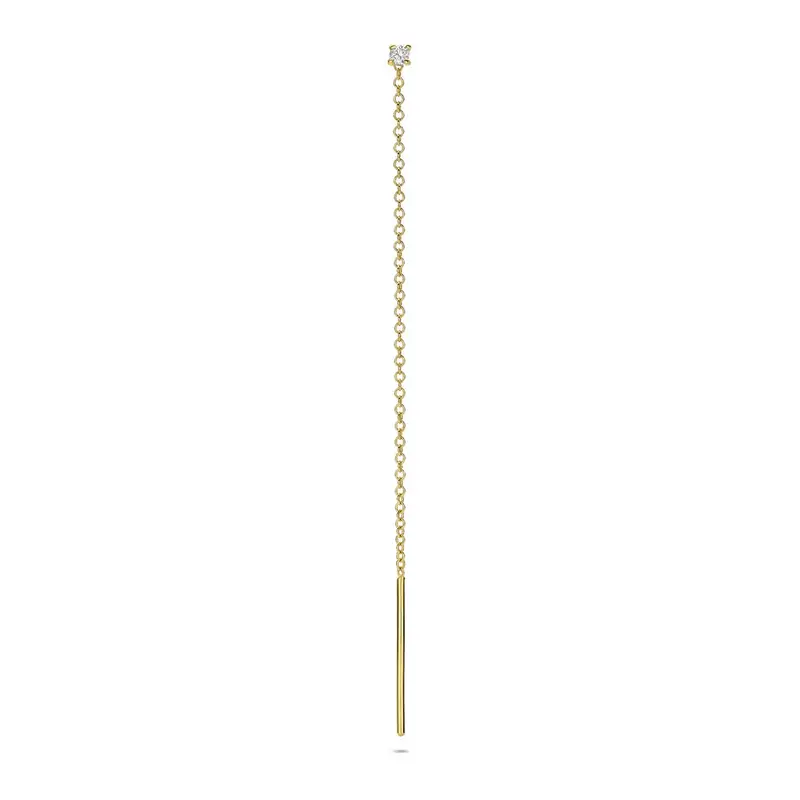 14k Geelgouden doortrekoorbel met diamant