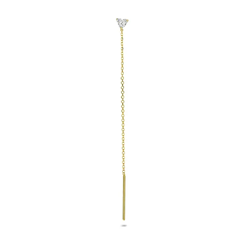 14k Geelgouden doortrekoorbel met lab grown diamant – per stuk verkocht