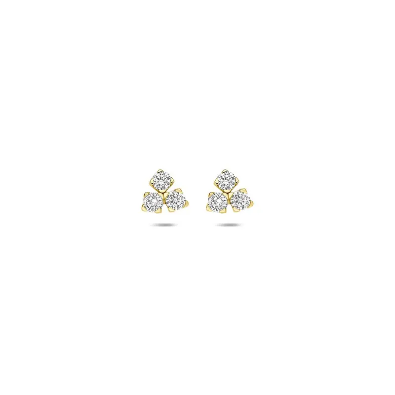 14k Geelgouden driehoek oorknoppen met lab grown diamant 0,07 ct