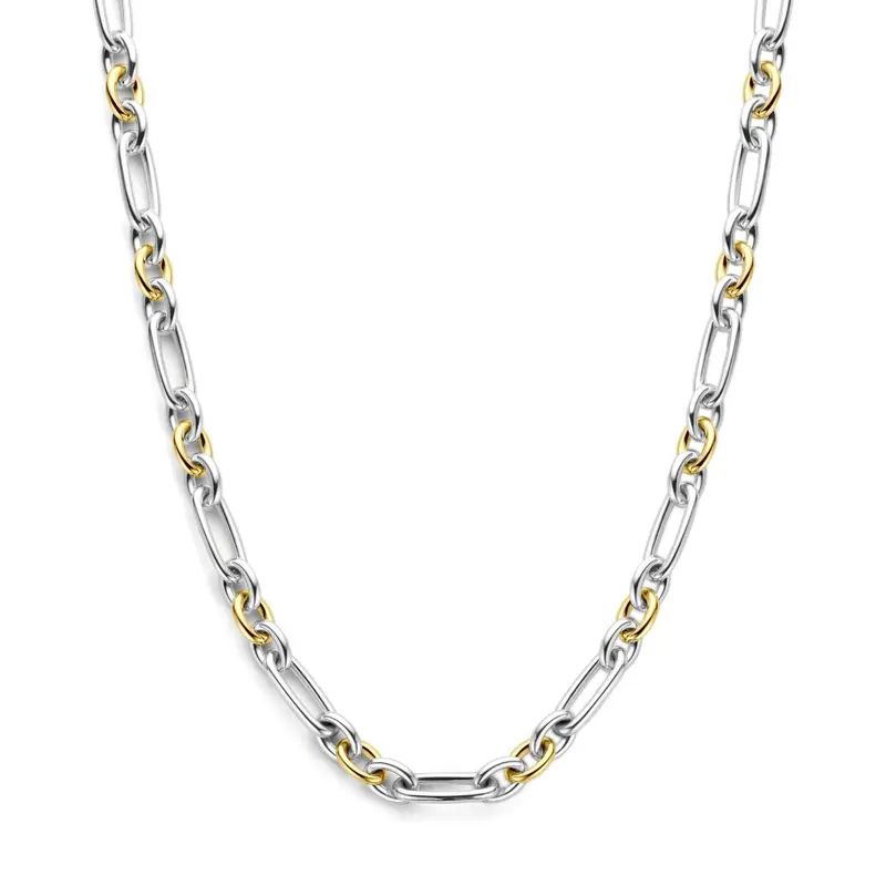 14k Geelgouden en zilveren anker collier