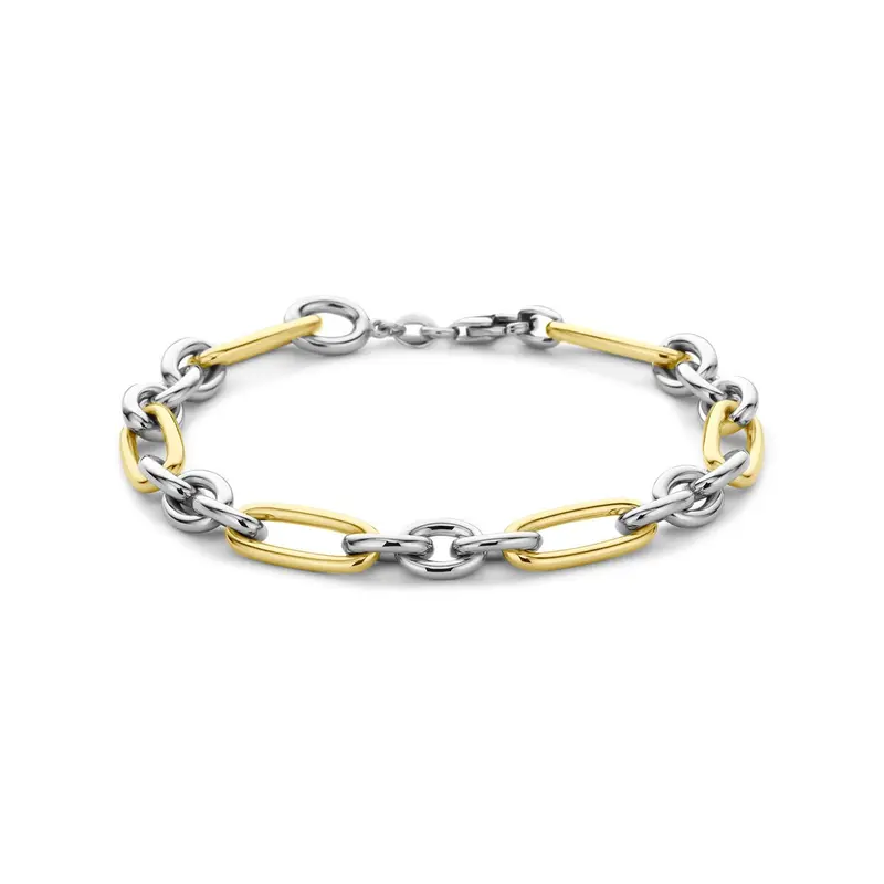 14k Geelgouden en zilveren ankerarmband