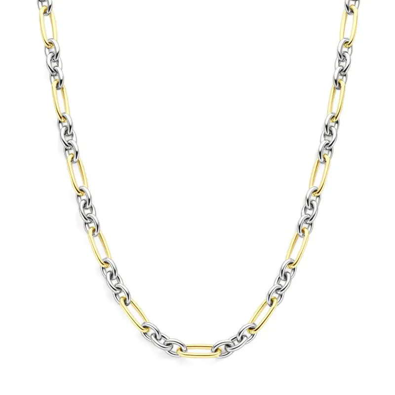 14k Geelgouden en zilveren ankercollier