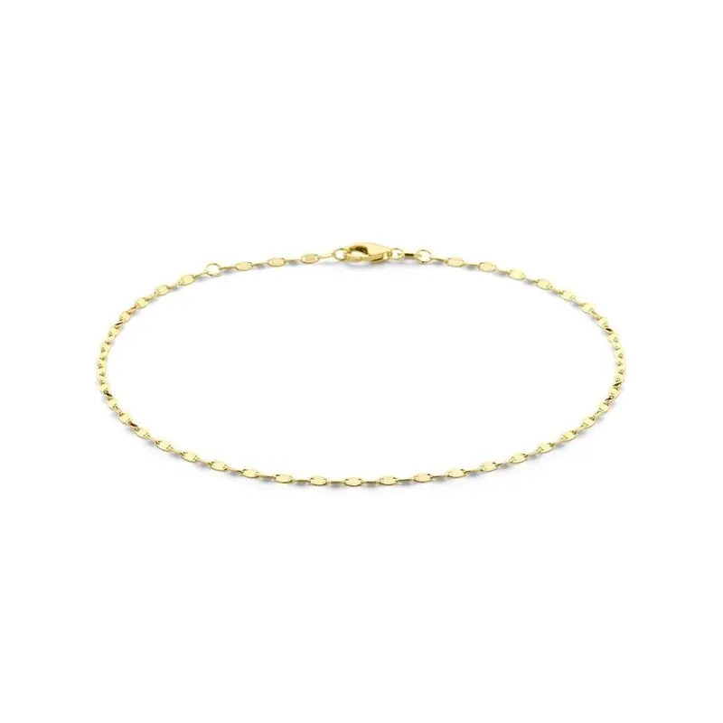 14k geelgouden enkelbandje – verstelbaar, 2 mm schakelbreedte