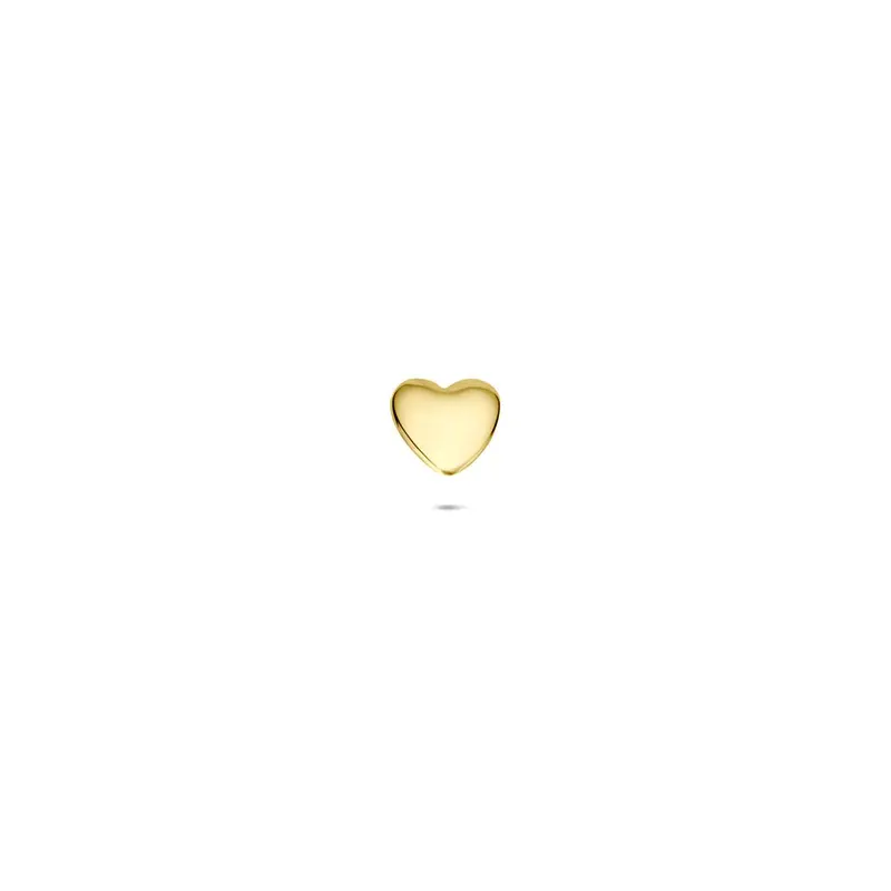 14k Geelgouden flat back piercing met hartje – symbool van liefde