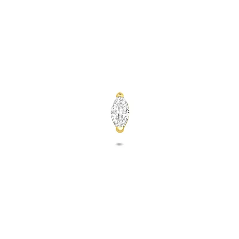 14k Geelgouden flat back piercing met zirkonia – verfijnde sparkle