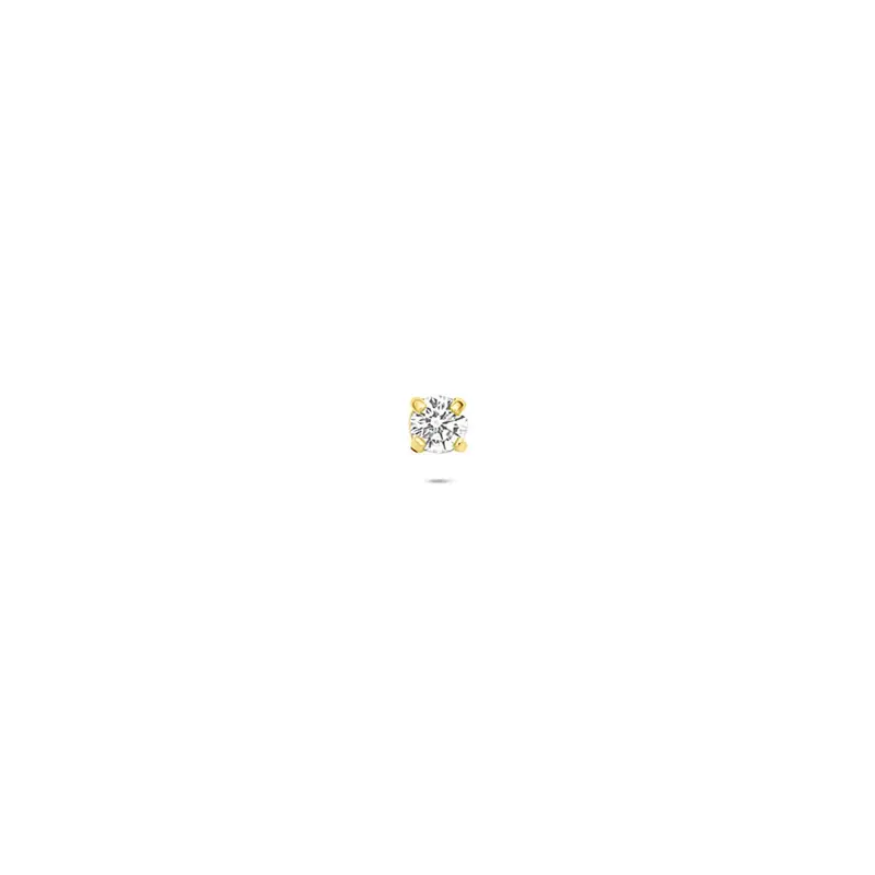 14k geelgouden flat back piercing met zirkonia