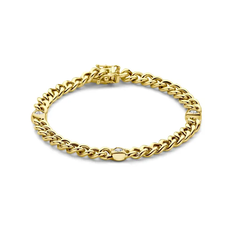 14k Geelgouden gourmet armband met diamant