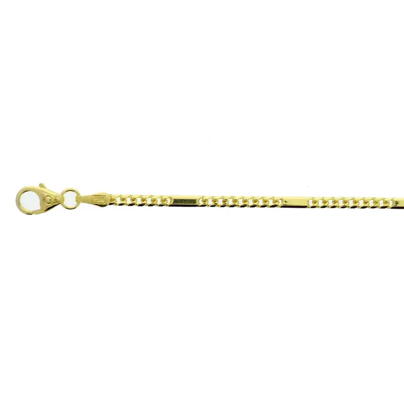 14k Geelgouden gourmette ketting met tussenstukken – 2 mm