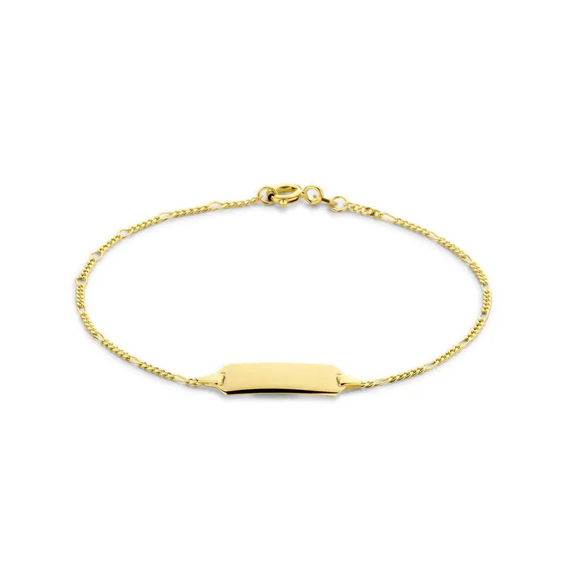14k geelgouden graveerarmband dames – figaro schakel