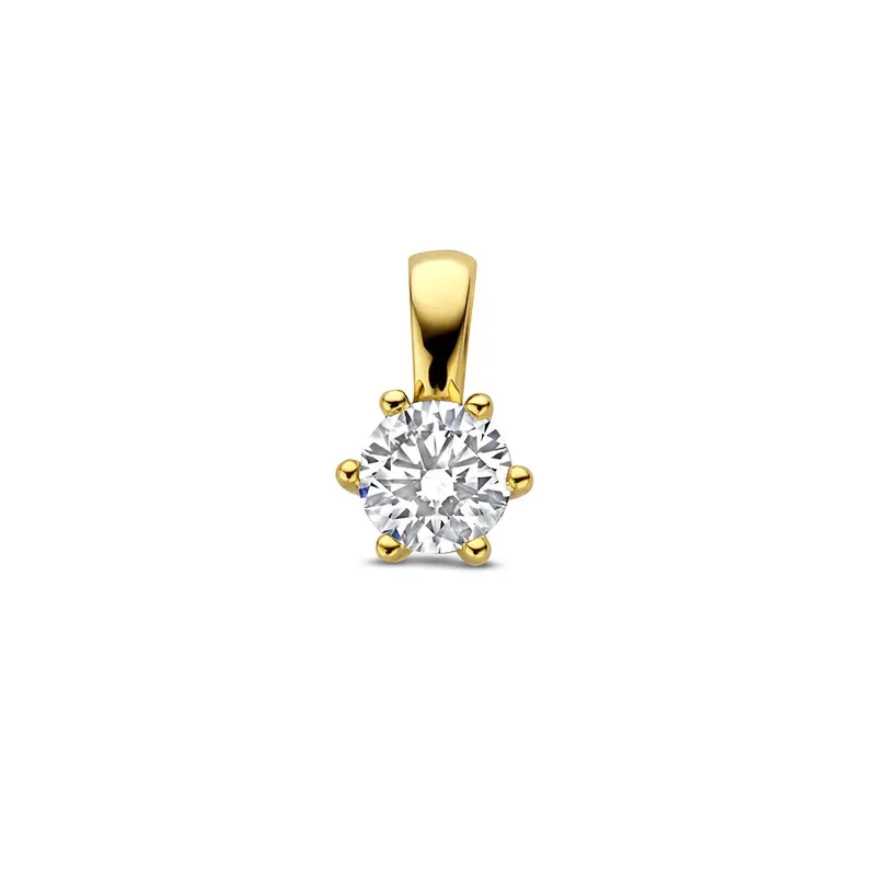14k Geelgouden hanger met lab grown diamant