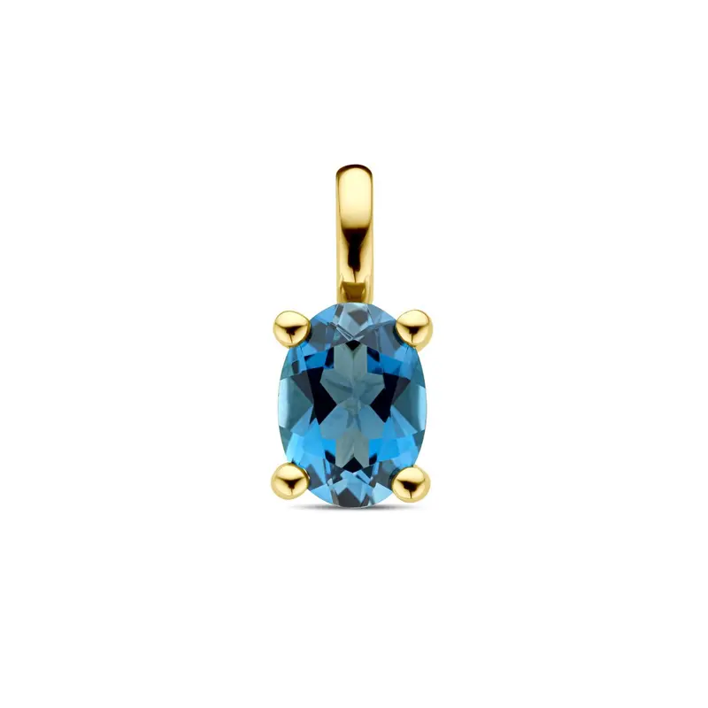 14k geelgouden hanger met London Blue topaas