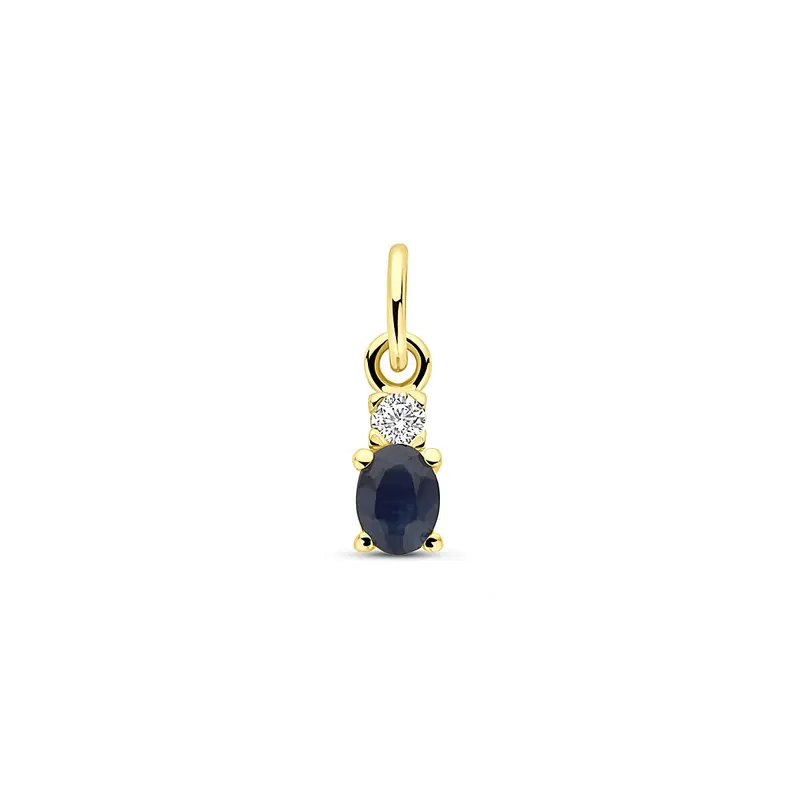 14k Geelgouden hanger met saffier en zirkonia – 12 mm