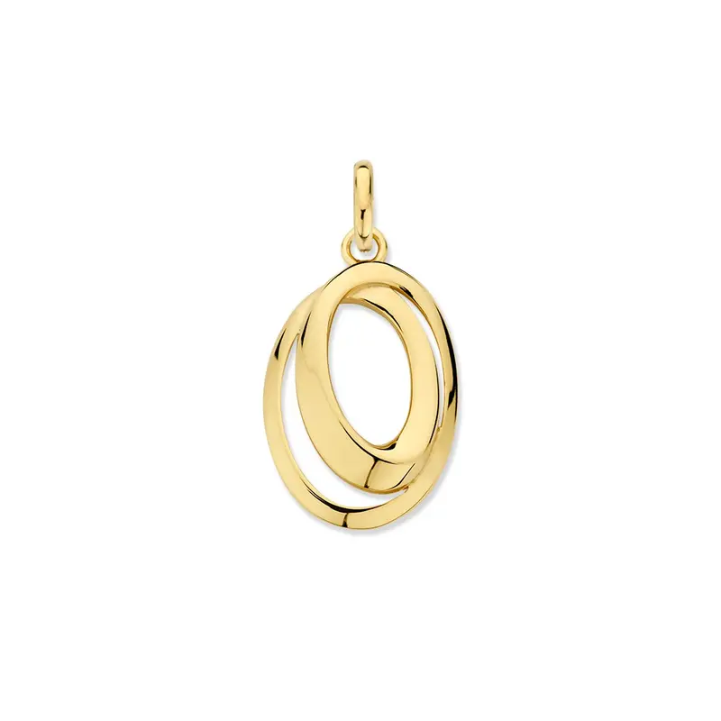 14K Geelgouden Hanger met Twee Ovalen Verbonden Cirkels