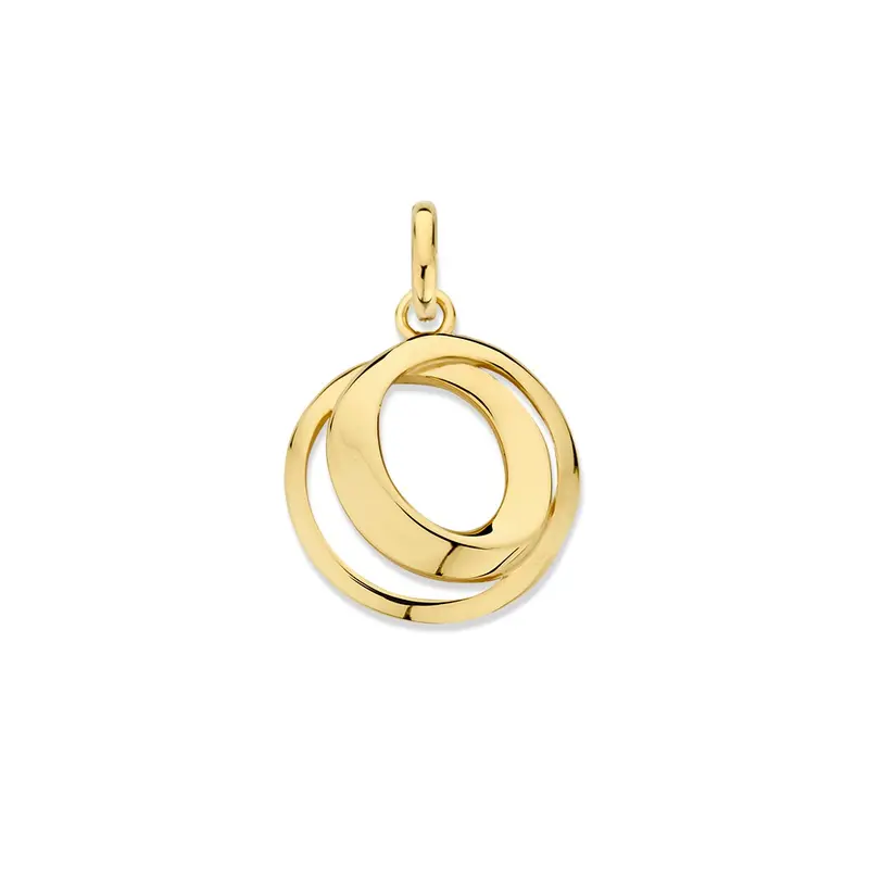 14K Geelgouden Hanger met Twee Verbonden Cirkels voor Dames – Subtiele Elegant Sieraad