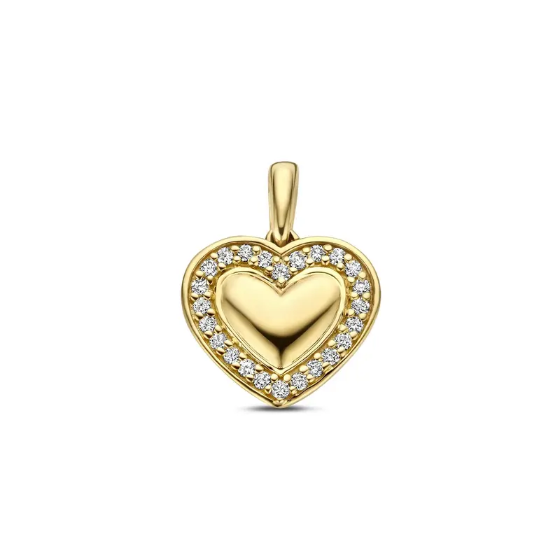 14k Geelgouden hart hanger met lab grown diamant 0,11 ct