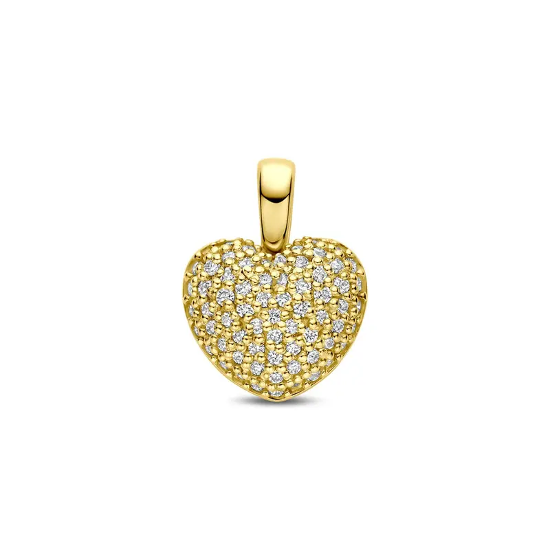 14k Geelgouden hart hanger met lab grown diamant