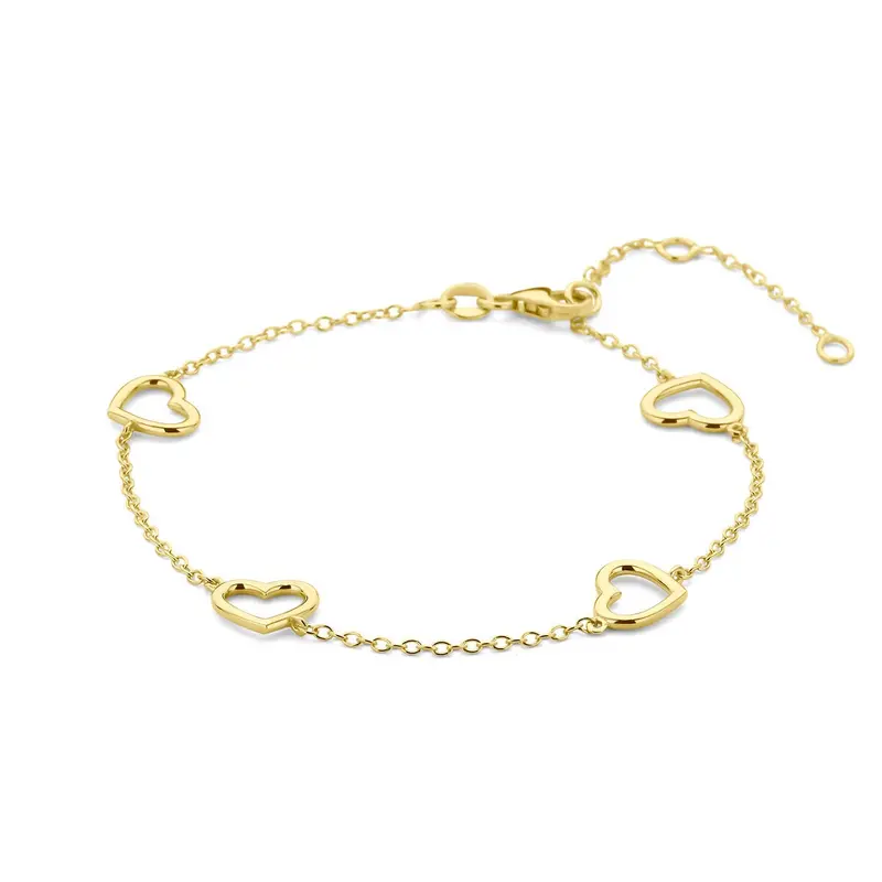 14k Geelgouden hartjes armband
