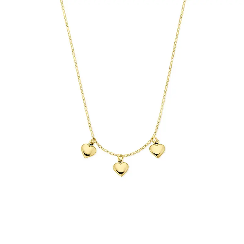 14k Geelgouden hartjes ketting 40 - 42 cm