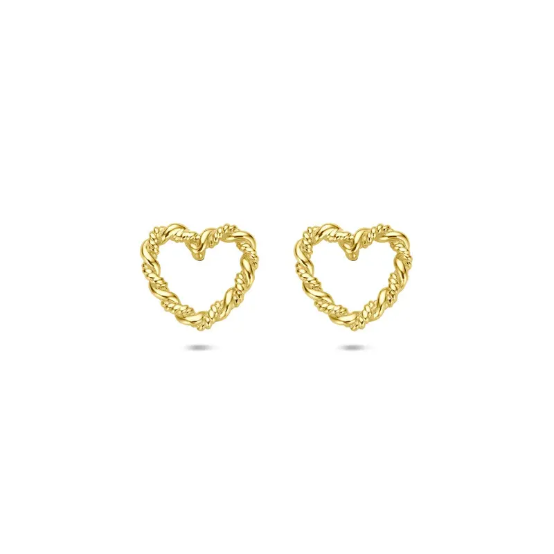 14k geelgouden hartjes oorknoppen – symbool van liefde