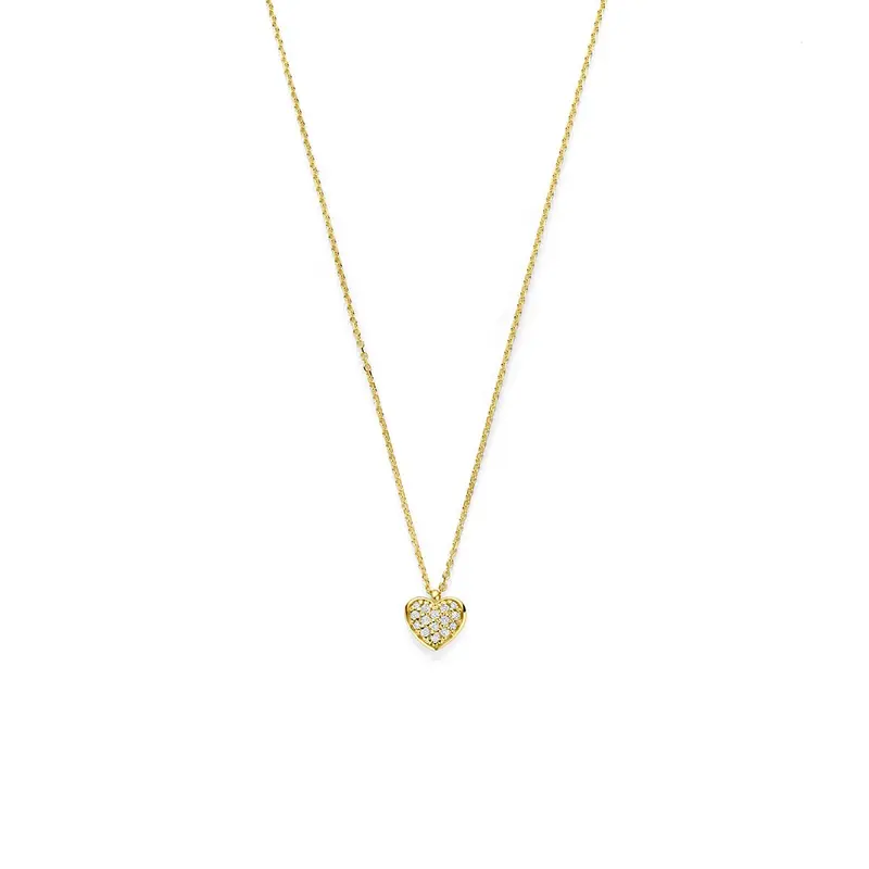 14k Geelgouden ketting met hartje diamant