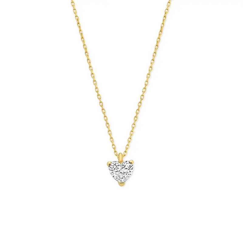 14k Geelgouden ketting met hartvormige lab grown diamant 0.30ct