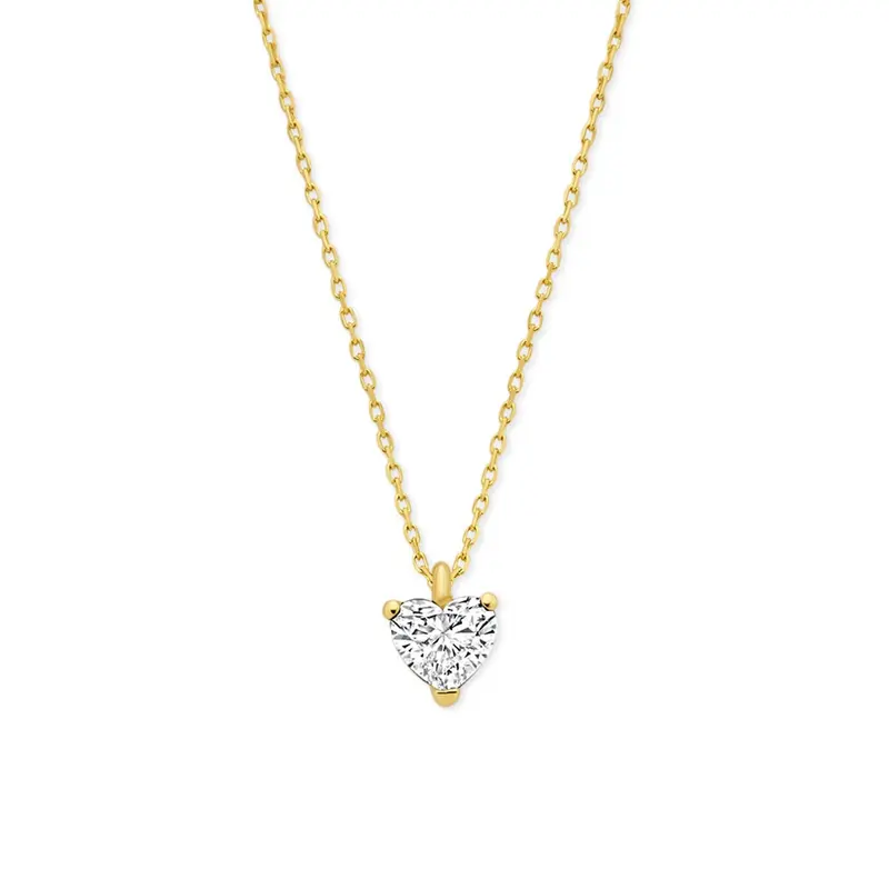 14k Geelgouden ketting met hartvormige lab grown diamant 1.00ct