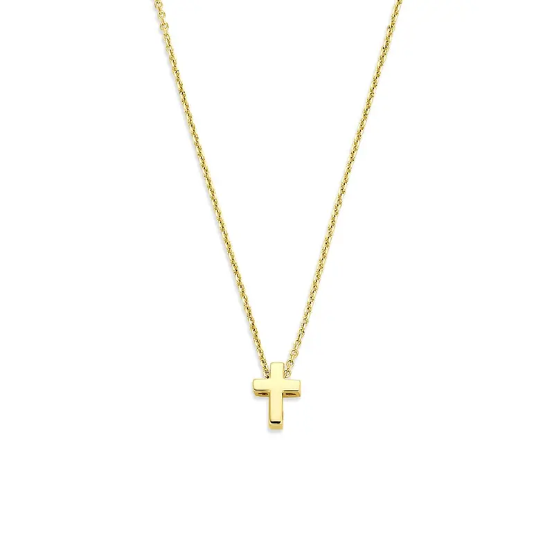 14k Geelgouden ketting met kruisje