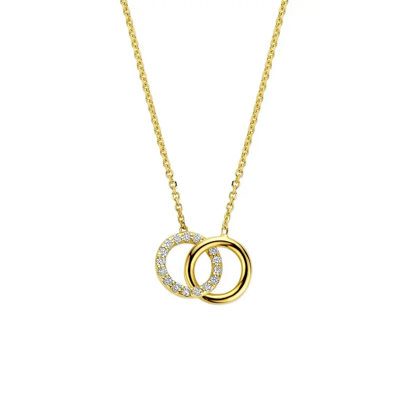 14k Geelgouden ketting met lab grown diamant 0.09ct