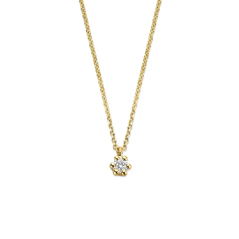 14k Geelgouden ketting met lab grown diamant