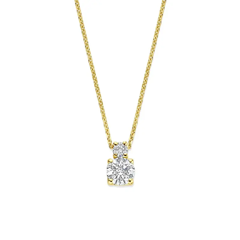 14k Geelgouden ketting met lab grown diamant