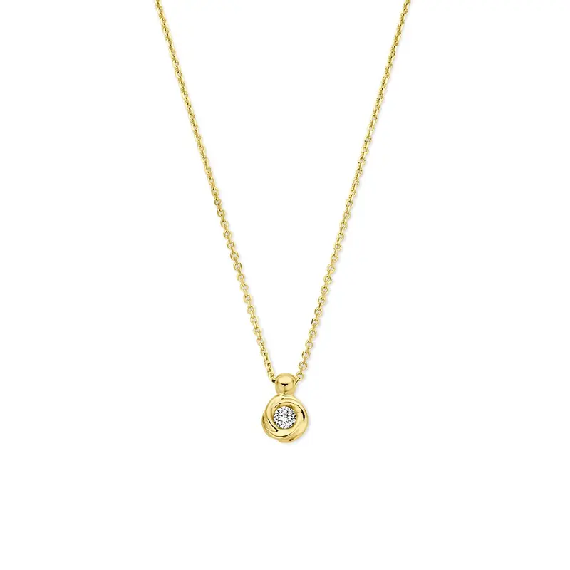 14k Geelgouden ketting met lab grown diamant