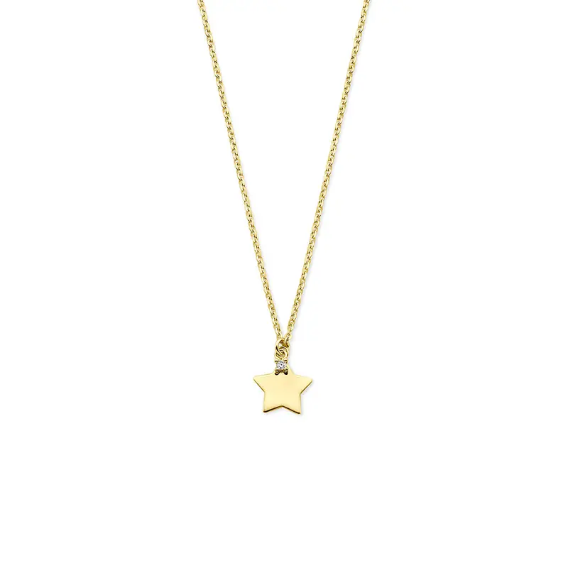 14k Geelgouden ketting met ster en zirkonia